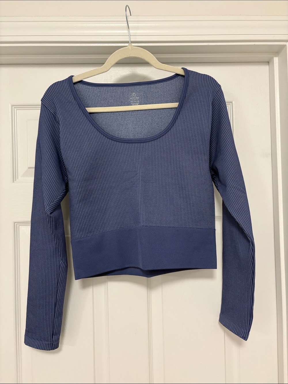 aerie Ribbed Scoop Crop Top - Navy Blue